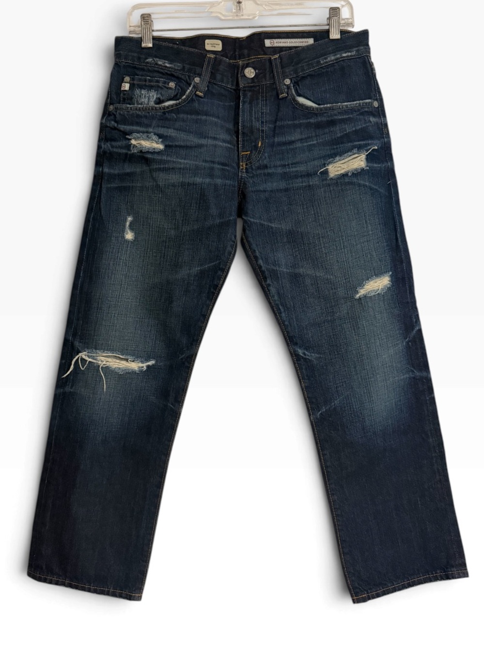 AG Adriano Goldschmied Ex Boyfriend Croped Distrissed Dark Wash Jeans Size 27